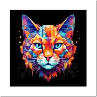 Colorful Geometric Cat Modern Polygon Design Posters and Art